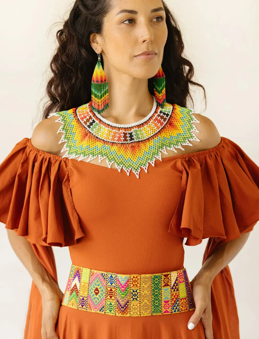 Mosaic Prism Embroidered Belt Earth Wisdom