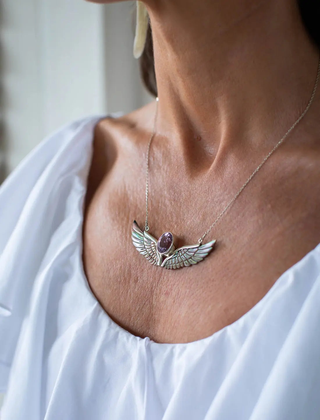 Necklace on neck