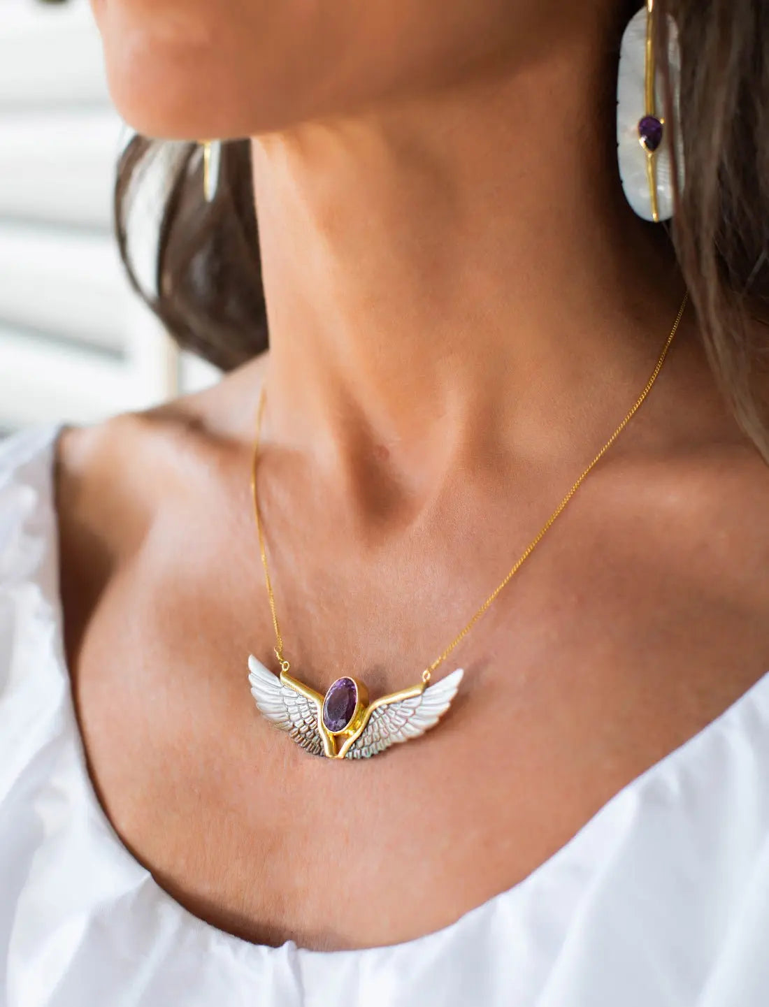 Necklace worn by woman