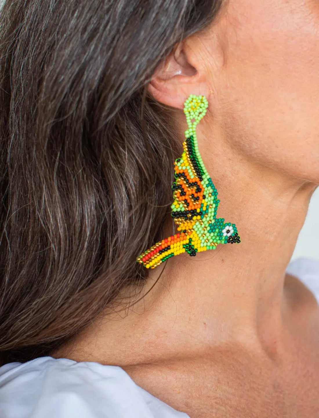 Earrings Green Parrot - Earth Wisdom Collection