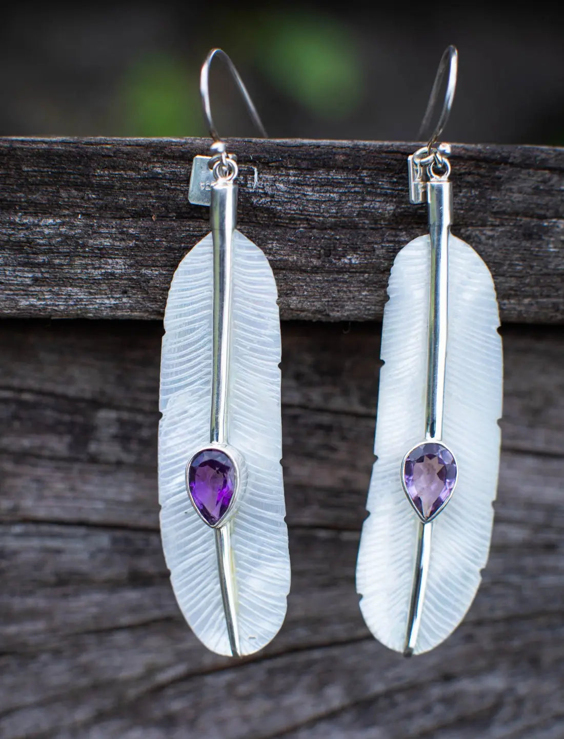 Feather Amethyst Earrings - Earth Wisdom Collection