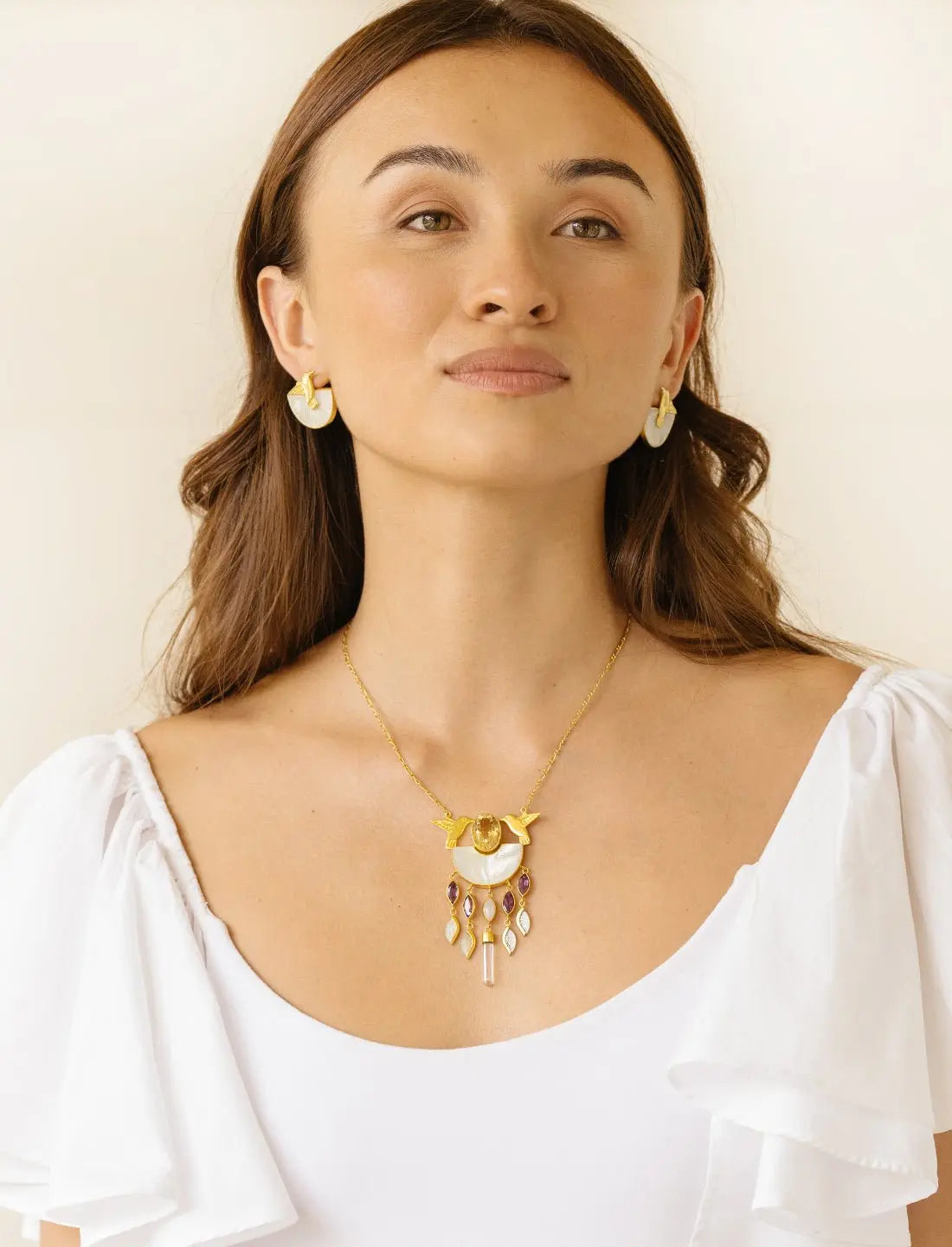 Hummingbird Goddess Medallion Necklace - Earth Wisdom Collection