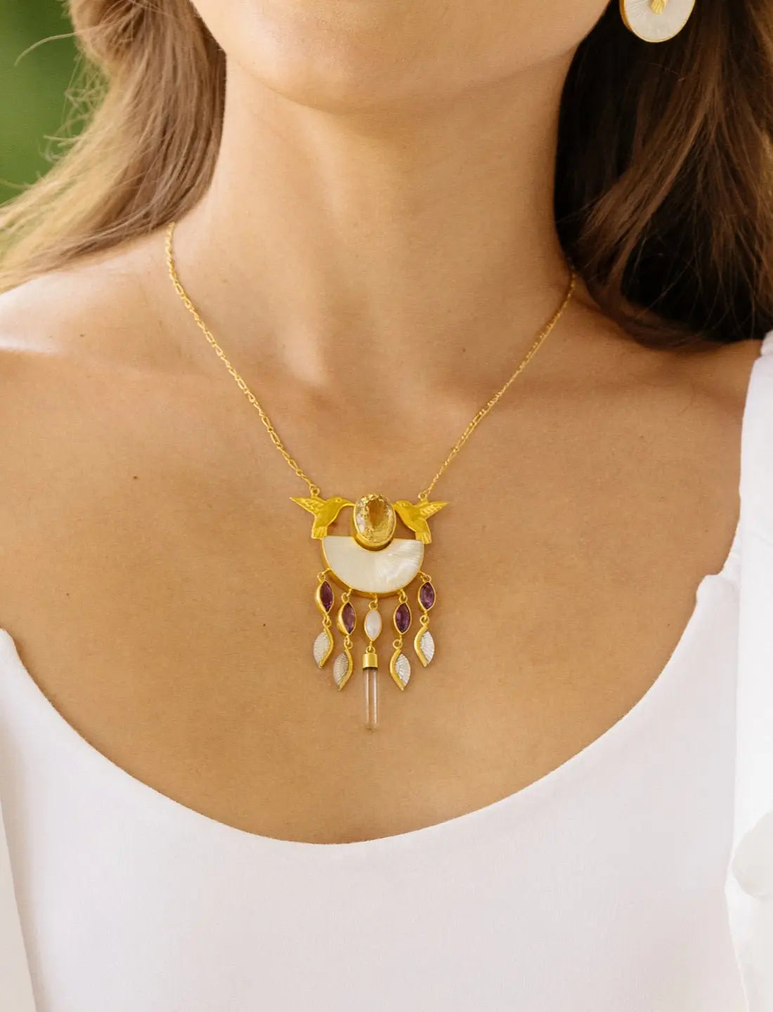 Hummingbird Goddess Medallion Necklace - Earth Wisdom Collection