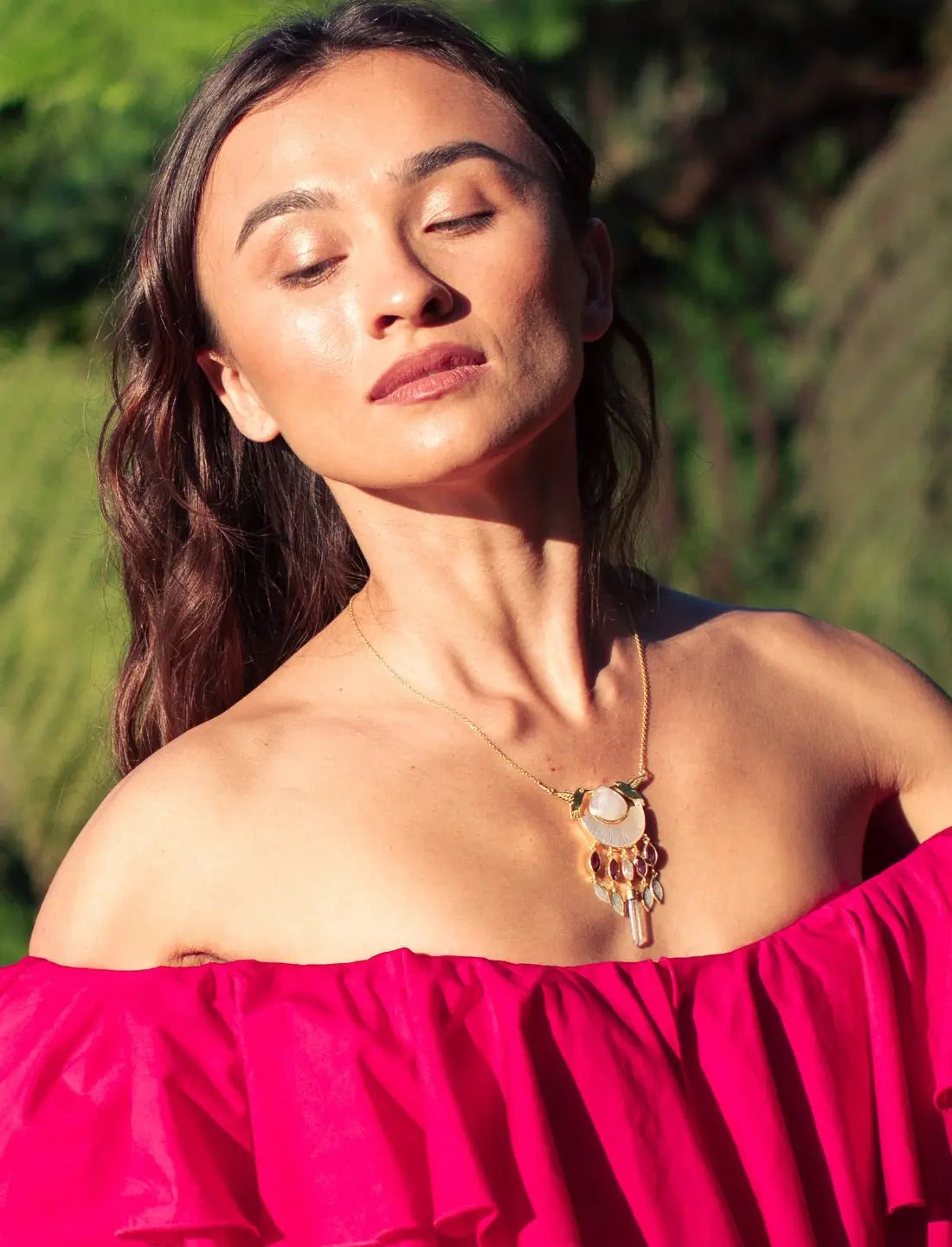 Hummingbird Goddess Medallion Necklace - Earth Wisdom Collection