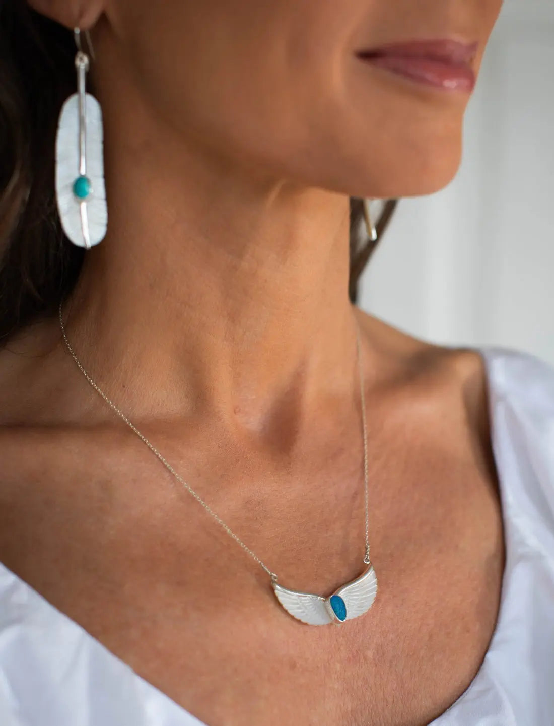 Opal Mother Pearl Wings Necklace - Earth Wisdom Collection
