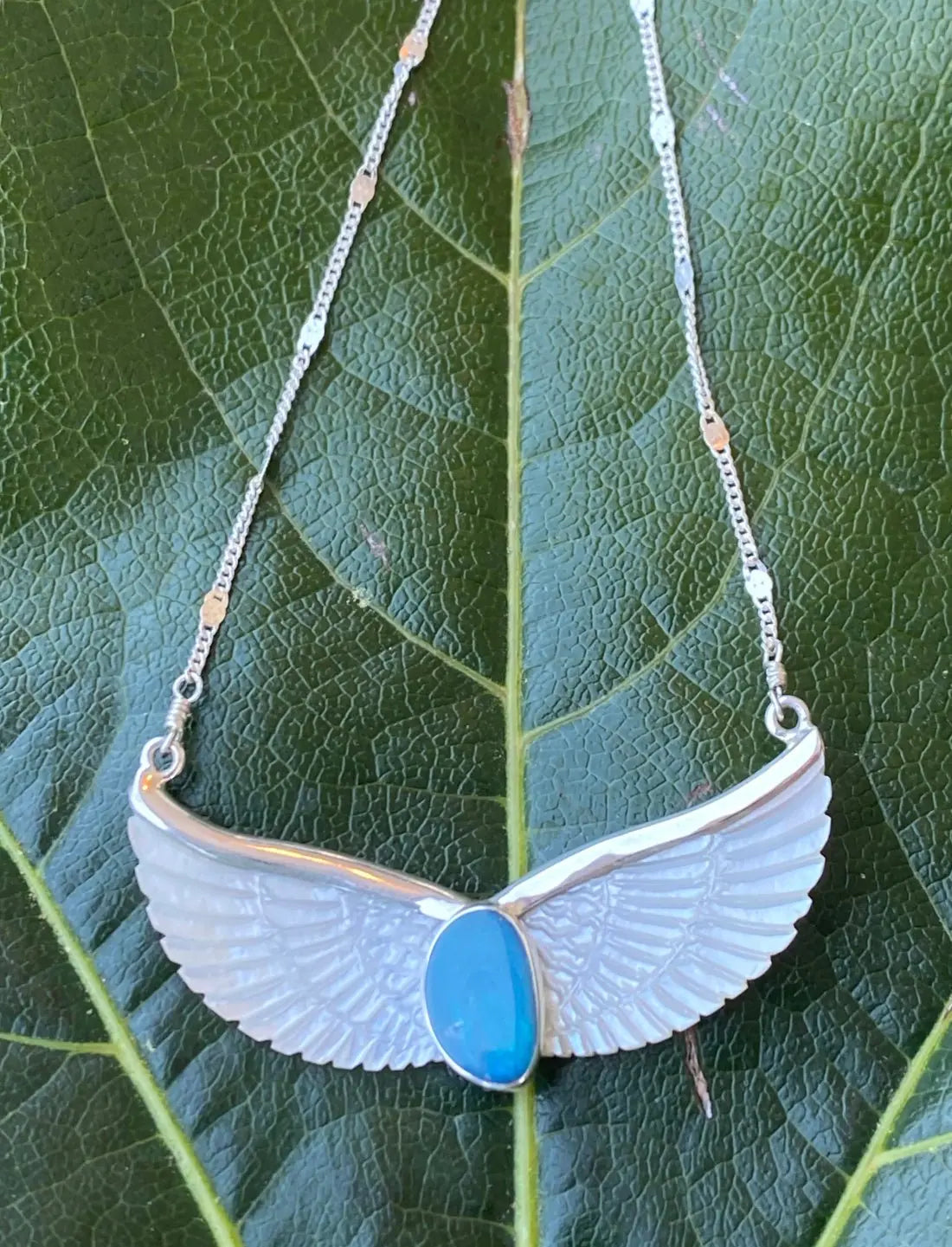 Opal Mother Pearl Wings Necklace - Earth Wisdom Collection