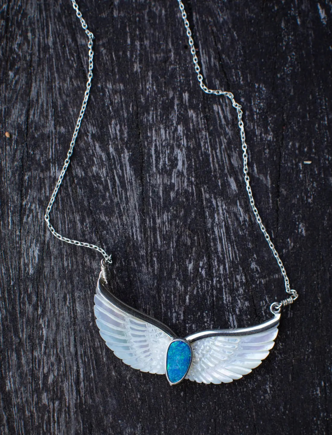 Opal Mother Pearl Wings Necklace - Earth Wisdom Collection
