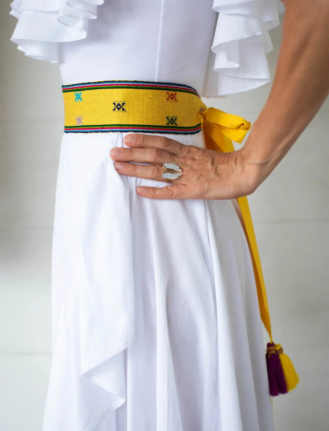 Yellow Royal Weave Adult Belt - Earth Wisdom Collection